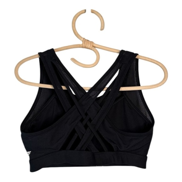 Fabletics Black Faye High Impact Sports Bra Criss Cross Mesh Overlay Workout - Picture 16 of 16